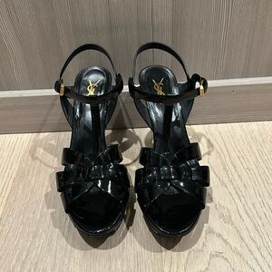 YSL Patent leather tribute platform sandal